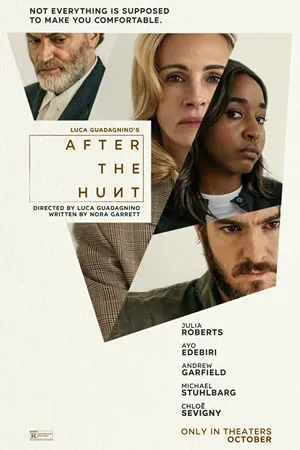 After the Hunt: A college professor faces turmoil as a gifted student accuses a colleague, while her hidden past risks exposure. Filmelier Image