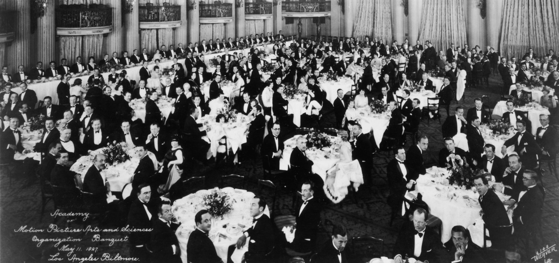 Esse é um registro do jantar de criação da Academia, em 11 de maio de 1927 (Crédito: AMPAS)
