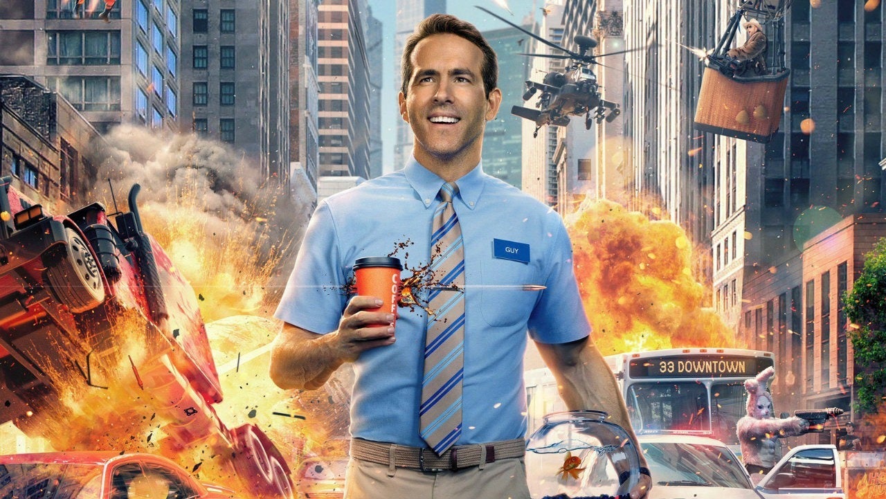 Ryan Reynolds em imagem promocional de 'Free Guy': o filme deixou os executivos de Hollywood confiantes (Crédito: divulgação / 20th Century Studios)