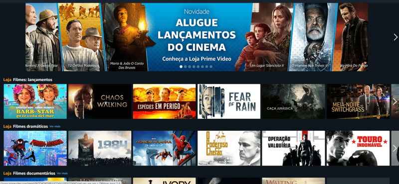Alugue filmes em streamings como Amazon Prime Video