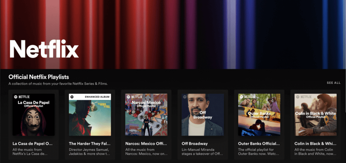 Spotify lança hub com a Netflix e cria playlists com músicas de filmes e séries