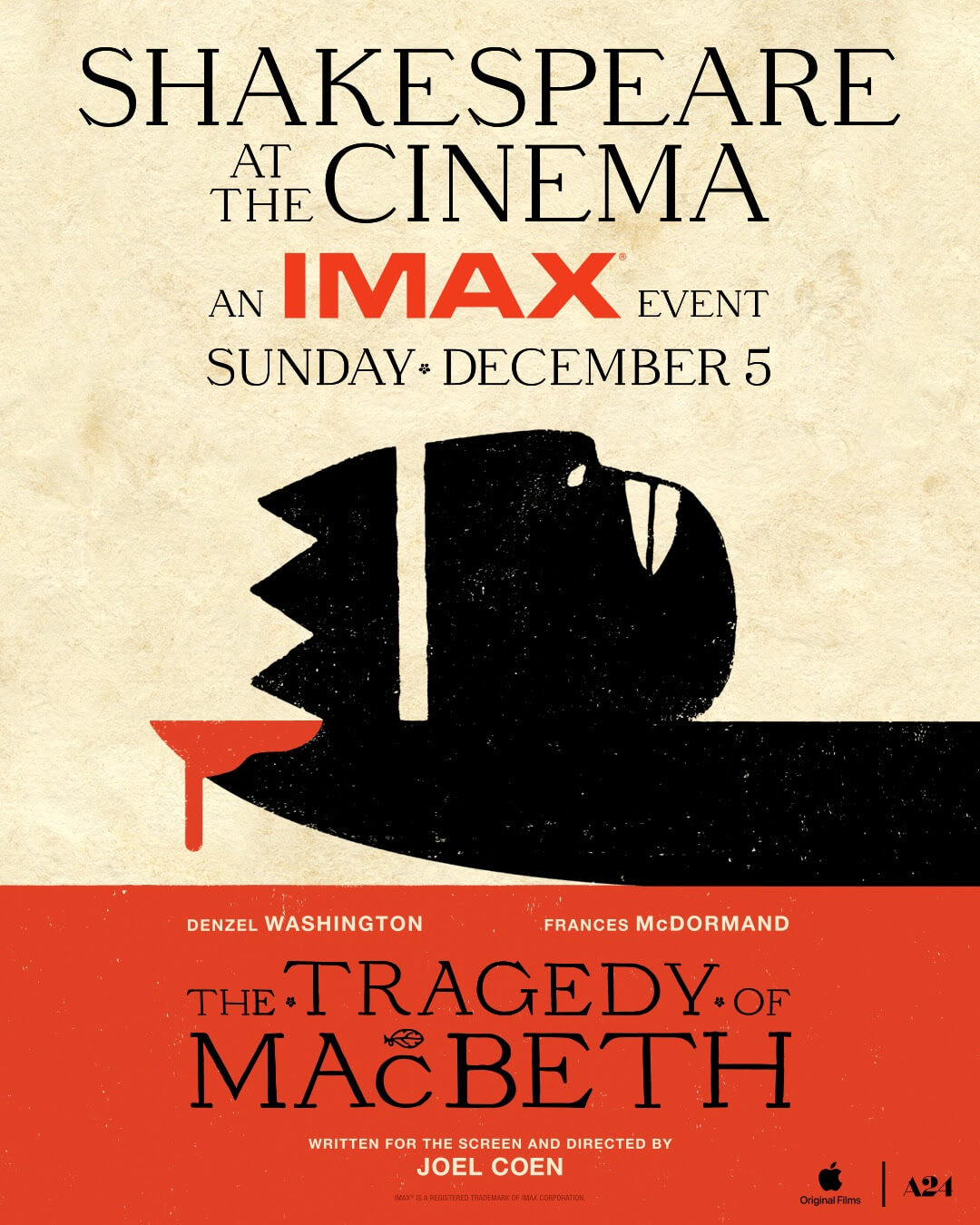 The Tragedy of Macbeth será exibido em cinemas de todo o mundo por apenas um dia, inclusive no Brasil (Crédito: divulgação / A24)