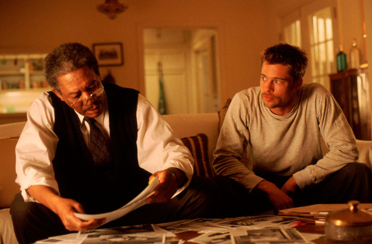 Morgan Freeman e Brad Pitt em 'Seven', filme de David Fincher.
