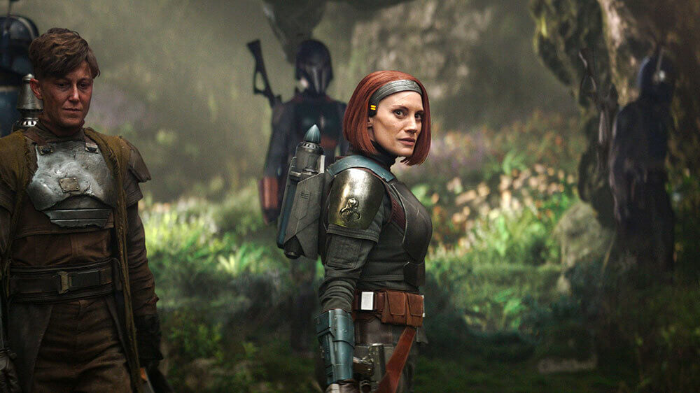 Katee Sackhoff como Bo-Katan em cena da 3ª temporada de The Mandalorian, do Disney+