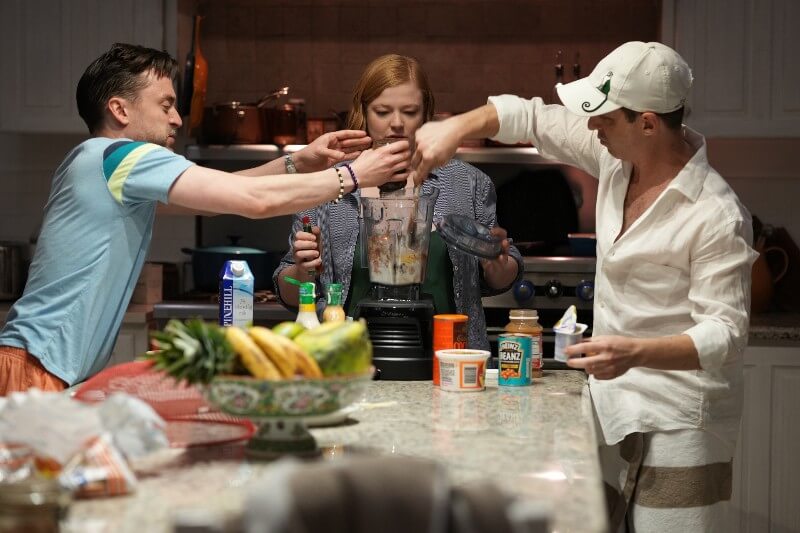 Kendall, Shiv e Roman protagonizam uma das melhores cenas da 4ª temporada de Succession (Crédito: HBO)