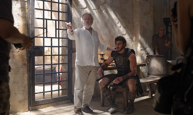 Ridley Scott e Paul Mescal em Gladiador 2