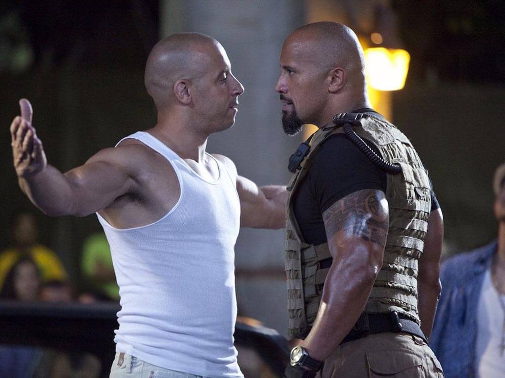 Vin Diesel y Dwayne Johnson en Rápidos y furiosos