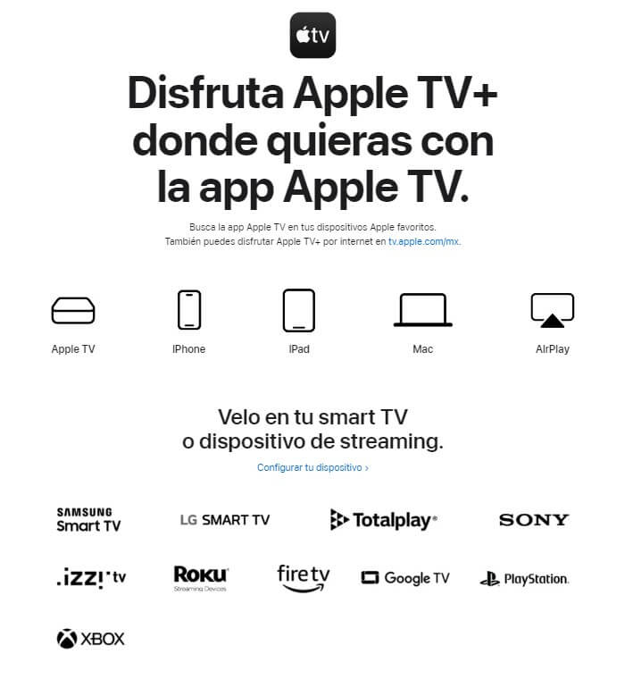 Dispositivos compatibles con Apple TV+