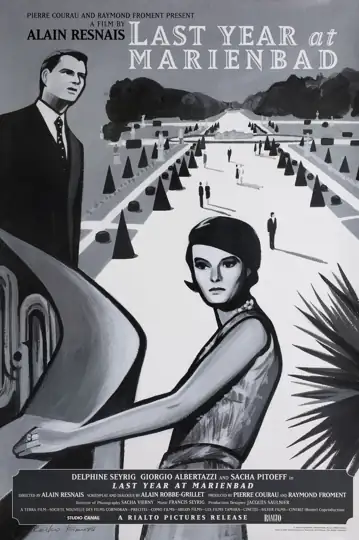 O Ano Passado em Marienbad: Em um luxuoso hotel, um homem tenta seduzir uma mulher casada, convencendo-a de um amor passado, embora ela não se recorde.