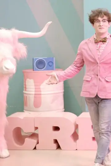 Jacob Knight rides a rainbow