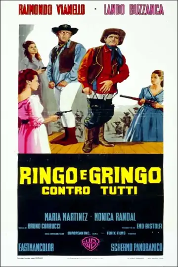 Ringo y Gringo contra todos: Dos torpes soldados del sur ignoran el final de la Guerra Civil, impulsados por dos encantadoras mujeres que avivan el conflicto.